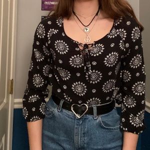 Bohemian style black and white top